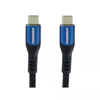 PremiumCord USB-C kabel (USB 3.2 GEN 2x2, 5A, 100W, 20Gbit/s) 2m, bavlněný oplet