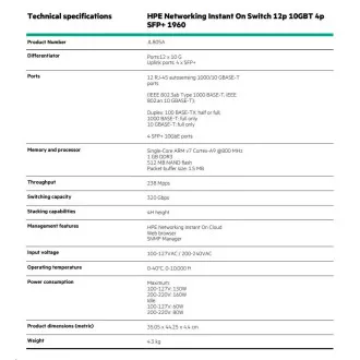 HPE Networking Instant On Switch 12p 10GBT 4p SFP+ 1960 (JL805A)