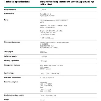 HPE Networking Instant On Switch 12p 10GBT 4p SFP+ 1960 (JL805A)