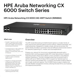 HPE Aruba Networking CX 6000 24G 4SFP Switch R8N88A RENEW