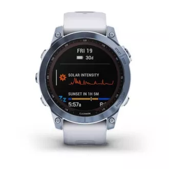 Garmin fenix 7 Sapphire Solar, Titan Blue/ White Silicone Band, EU