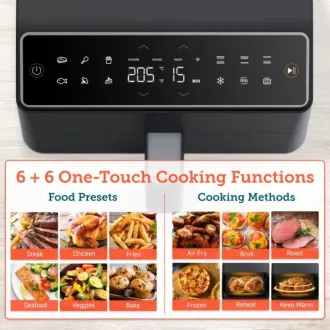 Cosori Dual Blaze 6.4L SMART horkovzdušná fritéza + 5x špíz a gril. rošt, black Cosori Dual Blaze 6.4L SMART horkovzdušná fritéza + 5x špíz a gril. rošt, black