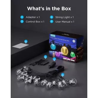 Govee RGBICW Smart zahradní řetěz 15 žárovek Matter
