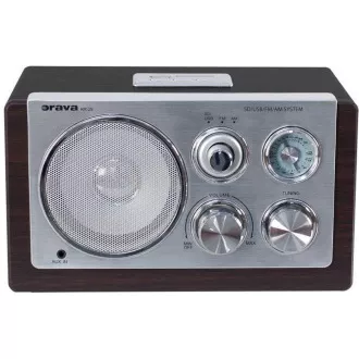 Orava RR-29 A rádio, 1 x 3, 5W, AM / FM rádio, USB, AUX vstup, SD karta, hnědá / stříbrná