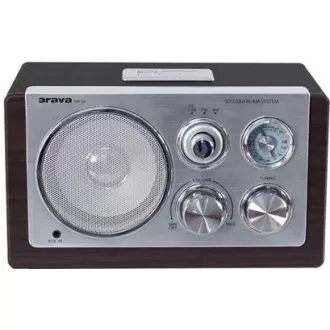 Orava RR-29 A rádio, 1 x 3, 5W, AM / FM rádio, USB, AUX vstup, SD karta, hnědá / stříbrná