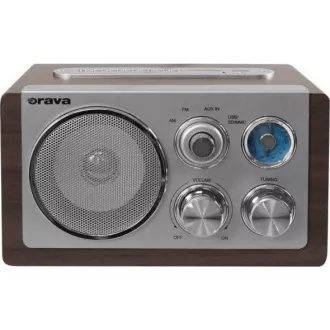 Orava RR-29 A rádio, 1 x 3, 5W, AM / FM rádio, USB, AUX vstup, SD karta, hnědá / stříbrná