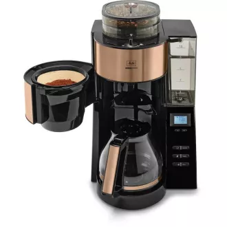 Melitta AromaFresh 1021-04 kávovar s mlýnkem, překapávač, skleněná konvice, 1180 W, displej, měděný