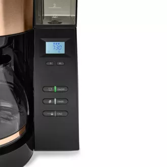 Melitta AromaFresh 1021-04 kávovar s mlýnkem, překapávač, skleněná konvice, 1180 W, displej, měděný