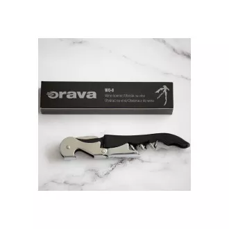 Orava WO-8 pákový otvírák na víno a pivo, dvoustupňový, praktický nožík, černá