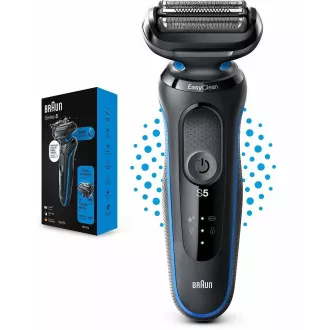 Braun Series 5 51-B1000s elektrický holicí strojek, na vousy a obličej, akumulátorový, planžetový, černý / modrý