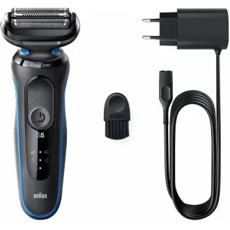 Braun Series 5 51-B1000s elektrický holicí strojek, na vousy a obličej, akumulátorový, planžetový, černý / modrý