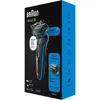 Braun Series 5 51-B1000s elektrický holicí strojek, na vousy a obličej, akumulátorový, planžetový, černý / modrý