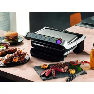 Tefal GC712D34 elektrický gril OptiGrill+ Inox, 2000 W, 6 programů, termostat, tác na šťávu, stříbrný / černý Tefal GC712D34 elektrický gril OptiGrill+ Inox, 2000 W, 6 programů, termostat, tác na šťávu, stříbrný / černý