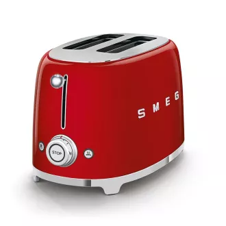 Smeg TSF01RDEU toustovač / topinkovač, 2 toasty, 6 úrovní opékání, zásuvka na drobky, styl 50. let, červená