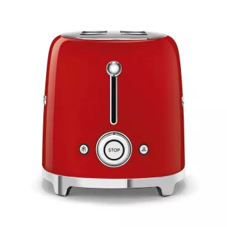 Smeg TSF01RDEU toustovač / topinkovač, 2 toasty, 6 úrovní opékání, zásuvka na drobky, styl 50. let, červená