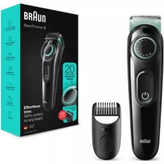 Braun BT3323 zastřihávač vousů, 20 nastavení délky, od 0, 5 do 10 mm, čisticí kartáček, černý
