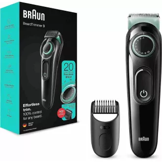Braun BT3323 zastřihávač vousů, 20 nastavení délky, od 0, 5 do 10 mm, čisticí kartáček, černý