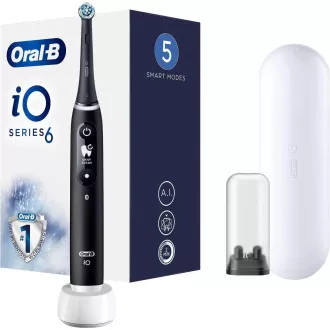 Oral-B iO6 elektrický zubní kartáček, magnetický, 5 režimů, displej, umělá inteligence, časovač, černý Oral-B iO6 elektrický zubní kartáček, magnetický, 5 režimů, displej, umělá inteligence, časovač, černý