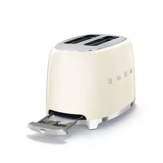 Smeg TSF01CREU toustovač / topinkovač, 2 toasty, 6 úrovní opékání, zásuvka na drobky, styl. 50. let, krémový