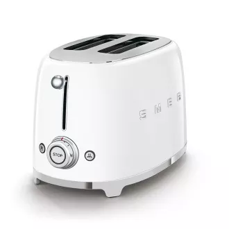 Smeg TSF01WHEU toustovač / topinkovač, 2 toasty, 6 úrovní opékání, zásuvka na drobky, styl. 50. let, bílý