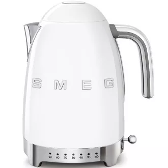 Smeg KLF04WHEU rychlovarná konvice, 1, 7 l (7 šálků), 2400 W, styl 50. let, řízení teploty, 7 programů, bílá