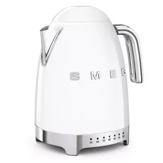 Smeg KLF04WHEU rychlovarná konvice, 1, 7 l (7 šálků), 2400 W, styl 50. let, řízení teploty, 7 programů, bílá