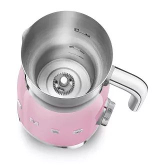 Smeg MFF11PKEU, napěňovač mléka, 500 W, 600 ml / 2, 5 šálku, horká čokoláda / mléko, lehká pěna, růžový