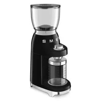 Smeg CGF11BLEU mlýnek na kávu, 150 W, nastavitelná hrubost, nerezový mlýnek, nádoba z tritanu, černý