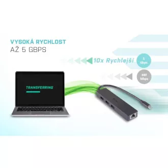 i-tec USB-C 3.1 Slim 3-portový HUB + RJ-45