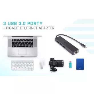 i-tec USB-C 3.1 Slim 3-portový HUB + RJ-45