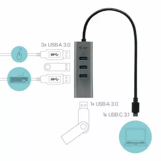 i-tec USB-C Metal 4-portový HUB
