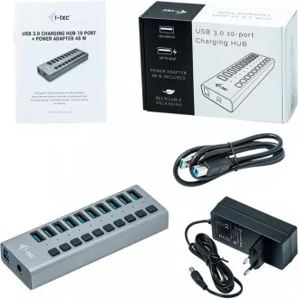 i-tec USB 3.0 nabíjecí HUB 10port + Power Adapter 48 W