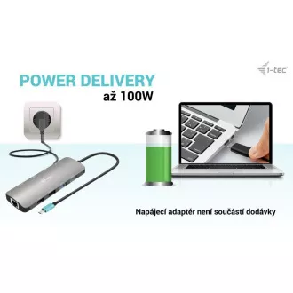 i-tec USB-C Metal Nano 2x HDMI Docking Station, PD 100W