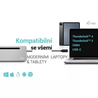 i-tec USB-C Metal Ergonomic 4K 3x Display Docking Station, PD 100W + i-tec Universal Charger 100W (bundle)