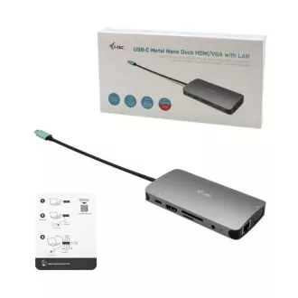 i-tec USB-C Metal Nano Dock HDMI/VGA with LAN + Power Delivery 100W + Charger 100W (bundle)