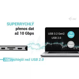 i-tec USB-C Metal Nano 3x Display Dock, 2x HDMI 1x USB-C video, PD 140W + Universal Charger 140 W