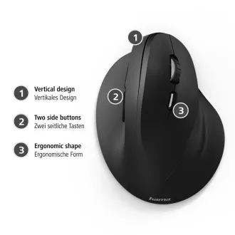 Hama vertikální ergonomická kabelová myš EMC-500, 6 tlačítek, černá Hama vertikální ergonomická kabelová myš EMC-500, 6 tlačítek, černá