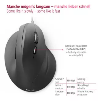 Hama vertikální ergonomická kabelová myš EMC-500, 6 tlačítek, černá Hama vertikální ergonomická kabelová myš EMC-500, 6 tlačítek, černá