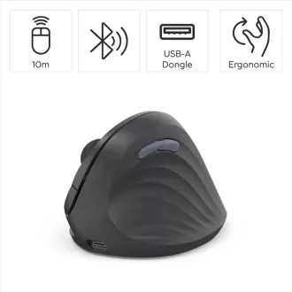 Hama vertikální ergonomická bezdrátová myš EWM-600R, pro praváky, nabíjecí, Multi Device