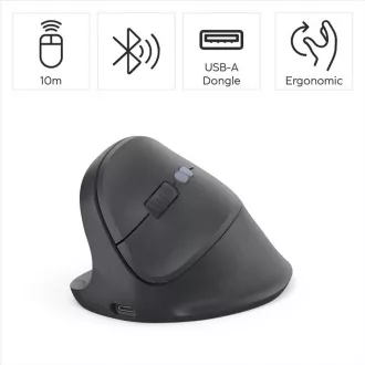 Hama vertikální ergonomická bezdrátová myš EWM-600L, pro leváky, nabíjecí, Multi Device