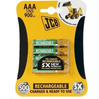 JCB RTU NiMH AAA/R03, 900mAh, přednabitá, blistr 4 ks