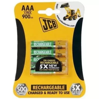 JCB RTU NiMH AAA/R03, 900mAh, přednabitá, blistr 4 ks