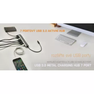 i-tec USB 3.0 Hub 7-Port se síťovým zdrojem