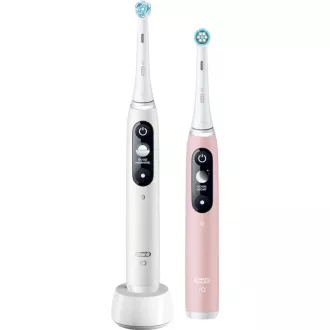 Oral-B iO Series 6 Duo White & Pink Sand set elektrických zubních kartáčků, 5 režimů, AI, časovač