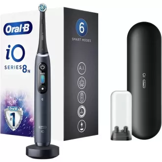 Oral-B iO8 Black Onyx elektrický zubní kartáček, magnetický, 6 režimů, časovač, tlakový senzor, pouzdro, černý