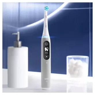 Oral-B iO Series 6 Grey Opal elektrický zubní kartáček, magnetický, 5 režimů, tlakový senzor, AI, pouzdro