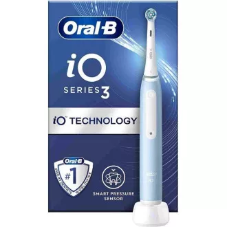 Oral-B iO3 Ice Blue elektrický zubní kartáček, magnetický, 3 režimy, časovač, tlakový senzor, modrý Oral-B iO3 Ice Blue elektrický zubní kartáček, magnetický, 3 režimy, časovač, tlakový senzor, modrý