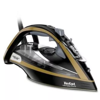 Tefal FV9865E0 Ultimate Pure napařovací žehlička, 3000 W, automatické vypnutí, kropení, rychlé nahřátí, černá / zlatá