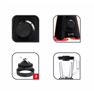 Tefal BL420838 Blendforce 2 stolní mixér, 600 W, 2 rychlosti, pulzní funkce, drcení ledu, Smart Lock, černý