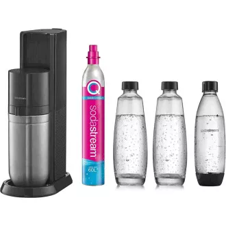 SodaStream Duo Titan Promo-Pack výrobník sody, 2 skleněné láhve, 1 plastová láhev, bombička s CO2, černý SodaStream Duo Titan Promo-Pack výrobník sody, 2 skleněné láhve, 1 plastová láhev, bombička s CO2, černý